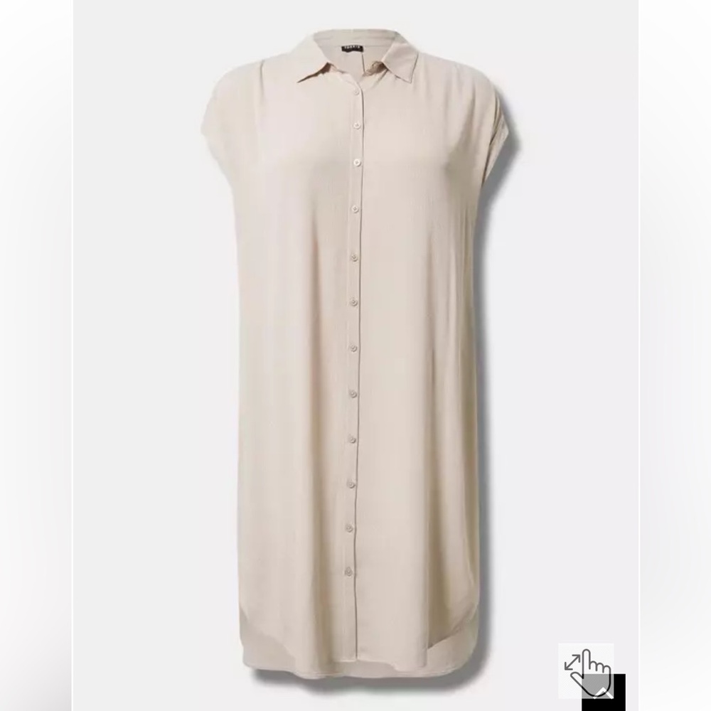 Torrid Washable Crinkle Gauze Drop Shoulder Short Sleeve Button Up Tunic